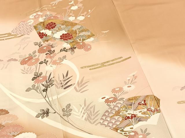 平和屋着物■訪問着　地紙草花文　暈し染め　金銀彩　正絹　逸品　BAAW2611yc