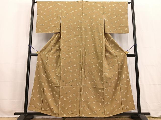 平和屋着物■伝統工芸士 染谷梅治　小紋　型染め　乱菊　正絹　逸品　BAAW2620yc