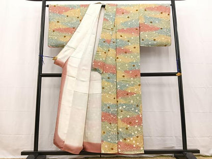 平和屋着物■上質な小紋　地紋起こし　枝梅文　暈し染め　正絹　逸品　未使用　BAAW2633yc