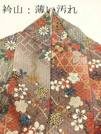 平和屋着物■上質な小紋　ふくれ織　吉祥花文　金彩　正絹　逸品　BAAW2639yc