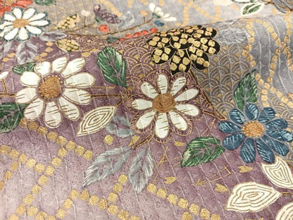 平和屋着物■上質な小紋　ふくれ織　吉祥花文　金彩　正絹　逸品　BAAW2639yc