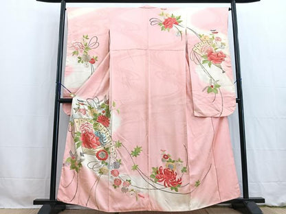 平和屋着物■豪華振袖　総刺繍　檜扇花文　暈し染め　金銀糸　正絹　逸品　BAAW2648yc