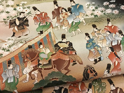 平和屋着物▽豪華黒留袖　単衣　作家物　御門臨幸　平安人物風景文　暈し染め　金彩　やまと誂製　正絹　逸品　BAAW2651yc