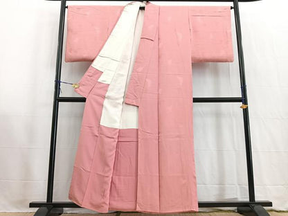 平和屋着物■上質な色無地 草葉地紋 桃色 正絹 逸品 BAAW2663yc