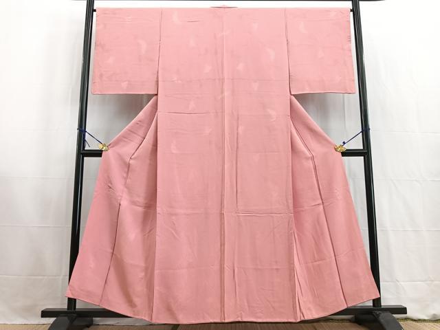 平和屋着物■上質な色無地 草葉地紋 桃色 正絹 逸品 BAAW2663yc
