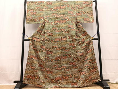 平和屋着物■上質な小紋 向かい孔雀更紗花文 正絹 逸品 未使用 BAAW2687yc