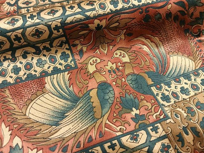 平和屋着物■上質な小紋 向かい孔雀更紗花文 正絹 逸品 未使用 BAAW2687yc