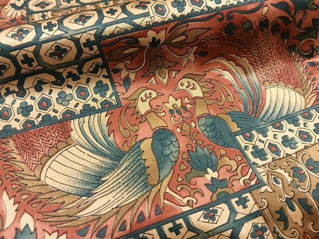 平和屋着物■上質な小紋 向かい孔雀更紗花文 正絹 逸品 未使用 BAAW2687yc