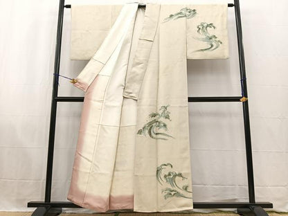 平和屋着物■訪問着 手描き 立波文 正絹 逸品 BAAW2693yc