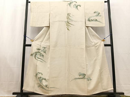 平和屋着物■訪問着 手描き 立波文 正絹 逸品 BAAW2693yc