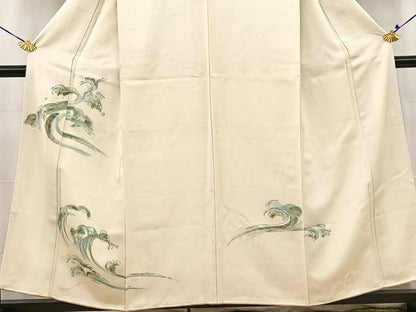 平和屋着物■訪問着 手描き 立波文 正絹 逸品 BAAW2693yc