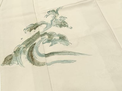 平和屋着物■訪問着 手描き 立波文 正絹 逸品 BAAW2693yc