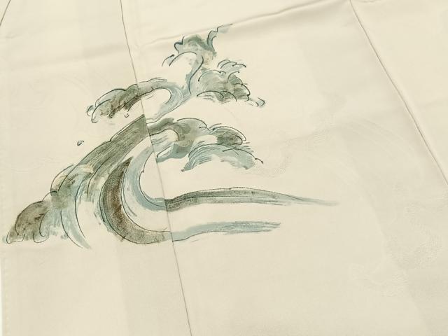 平和屋着物■訪問着 手描き 立波文 正絹 逸品 BAAW2693yc