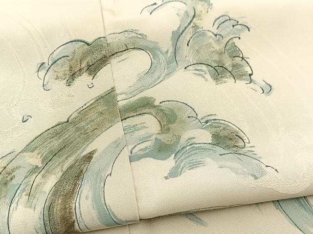 平和屋着物■訪問着 手描き 立波文 正絹 逸品 BAAW2693yc