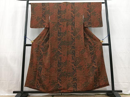 平和屋着物■上質な小紋 切嵌更紗花文 鬼しぼ縮緬 正絹 逸品 未使用 BAAW2694yc