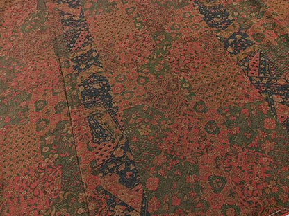 平和屋着物■上質な小紋 切嵌更紗花文 鬼しぼ縮緬 正絹 逸品 未使用 BAAW2694yc