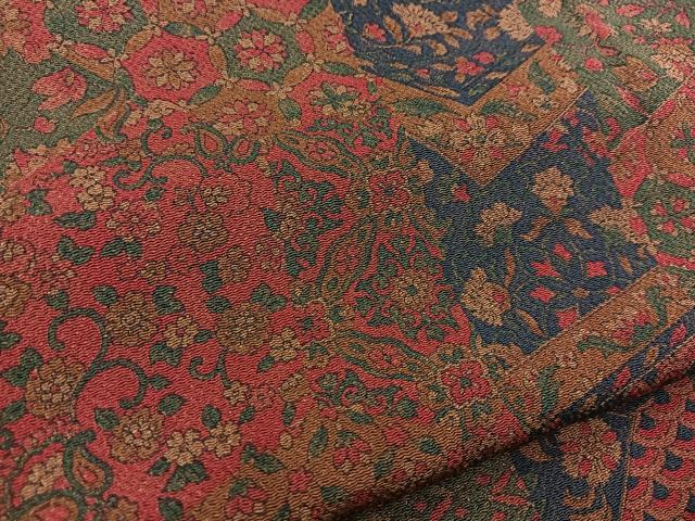 平和屋着物■上質な小紋 切嵌更紗花文 鬼しぼ縮緬 正絹 逸品 未使用 BAAW2694yc