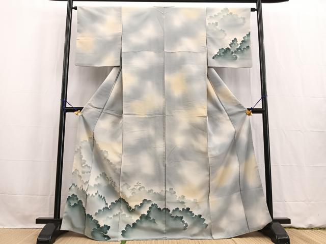 平和屋着物■訪問着　手描き　樹林文　暈し染め　正絹　逸品　BAAW2717yc