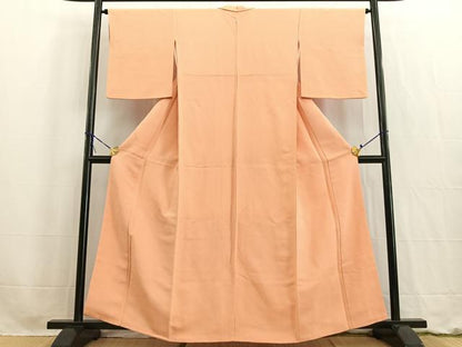 平和屋着物■上質な色無地　宍色　鬼しぼ縮緬　正絹　逸品　BAAW2718yc