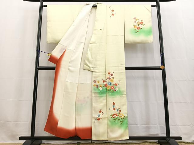平和屋着物■訪問着　草花文　暈し染め　金彩　正絹　逸品　BAAW2720yc