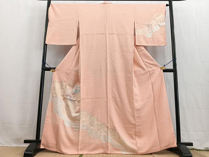 平和屋着物■訪問着　刺繍　檜扇花文　宍色　金銀彩　伊勢丹扱い　正絹　逸品　BAAW2722yc