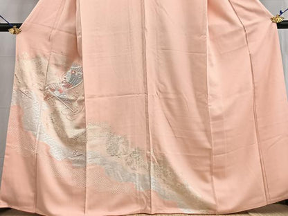 平和屋着物■訪問着　刺繍　檜扇花文　宍色　金銀彩　伊勢丹扱い　正絹　逸品　BAAW2722yc