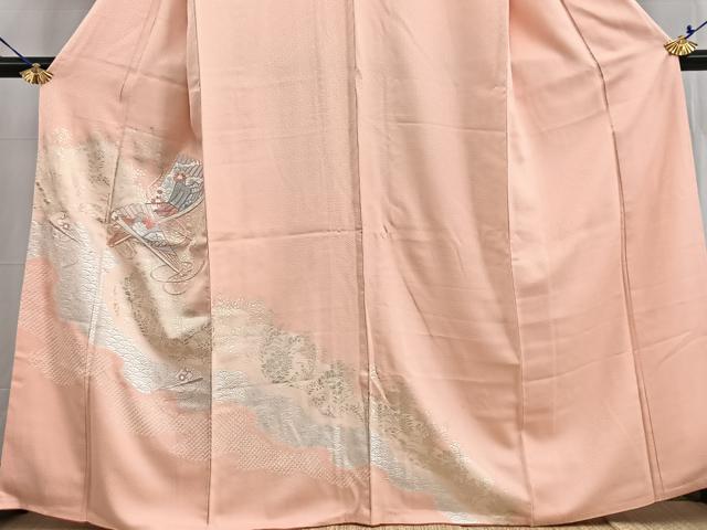 平和屋着物■訪問着　刺繍　檜扇花文　宍色　金銀彩　伊勢丹扱い　正絹　逸品　BAAW2722yc