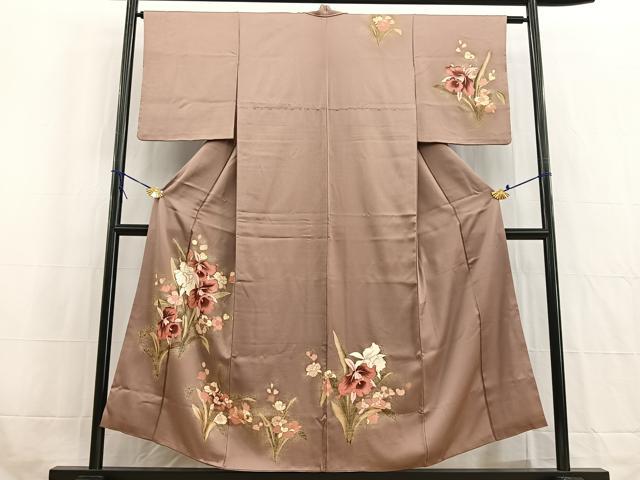 平和屋着物■訪問着　刺繍　カトレア　暈し染め　金彩　正絹　逸品　BAAW2728yc