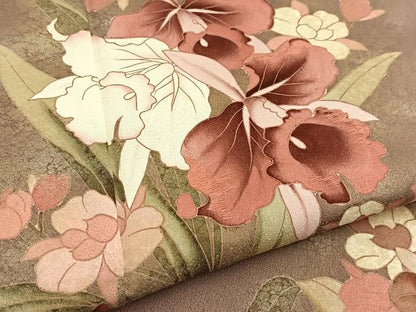 平和屋着物■訪問着　刺繍　カトレア　暈し染め　金彩　正絹　逸品　BAAW2728yc