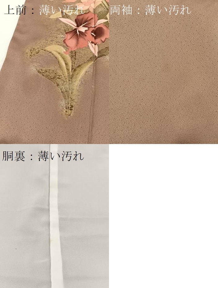 平和屋着物■訪問着　刺繍　カトレア　暈し染め　金彩　正絹　逸品　BAAW2728yc