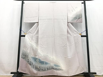 平和屋着物■訪問着　飛鶴樹林文　暈し染め　正絹　逸品　BAAW2729yc