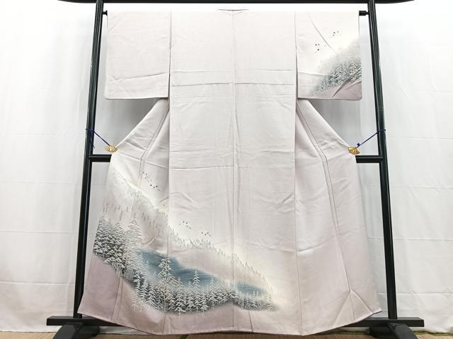平和屋着物■訪問着　飛鶴樹林文　暈し染め　正絹　逸品　BAAW2729yc
