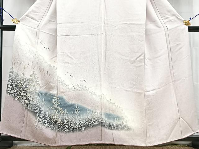 平和屋着物■訪問着　飛鶴樹林文　暈し染め　正絹　逸品　BAAW2729yc