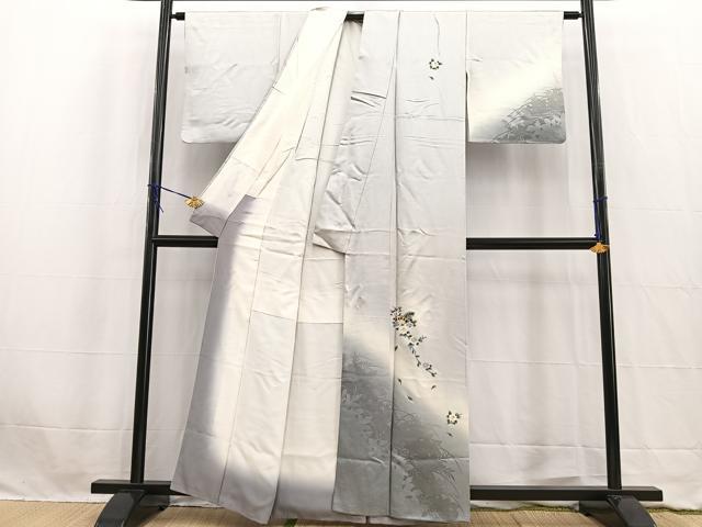 平和屋着物■訪問着　扇花文　草花シルエット　暈し染め　金銀彩　正絹　逸品　BAAW2731yc