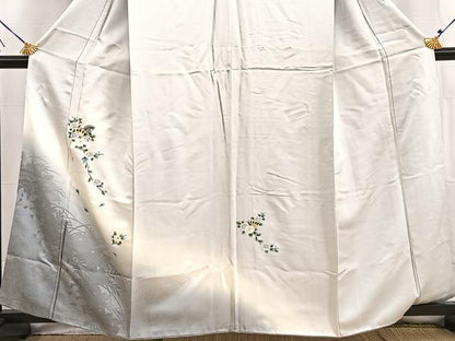 平和屋着物■訪問着　扇花文　草花シルエット　暈し染め　金銀彩　正絹　逸品　BAAW2731yc