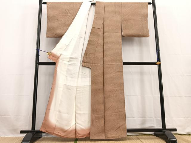 平和屋着物■上質な小紋　霞文　暈し染め　鬼しぼ縮緬　正絹　逸品　BAAW2733yc