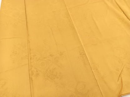 平和屋着物■上質な色無地　菱天井花地紋　山吹茶色　正絹　逸品　BAAW2737yc