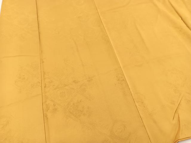 平和屋着物■上質な色無地　菱天井花地紋　山吹茶色　正絹　逸品　BAAW2737yc