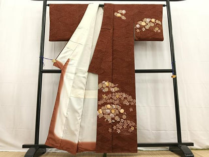 平和屋着物■訪問着　草花文　金彩　正絹　逸品　BAAW2747yc