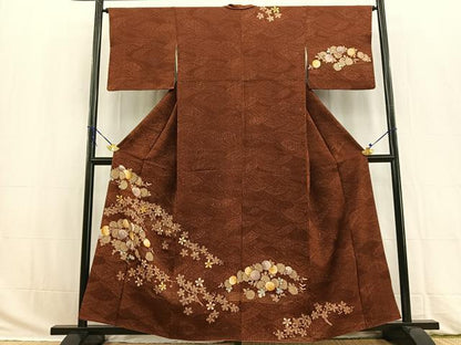 平和屋着物■訪問着　草花文　金彩　正絹　逸品　BAAW2747yc
