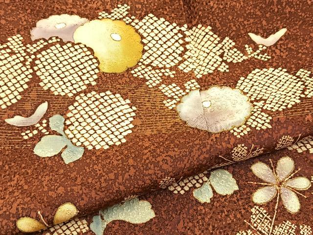 平和屋着物■訪問着　草花文　金彩　正絹　逸品　BAAW2747yc