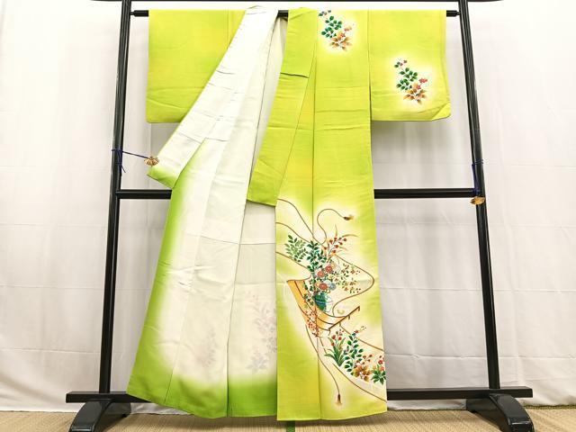 平和屋着物■訪問着　風景陶器花文　暈し染め　金彩　正絹　逸品　BAAW2748yc