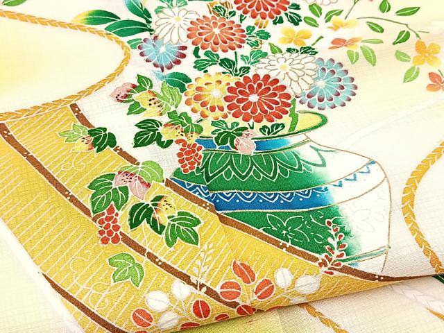 平和屋着物■訪問着　風景陶器花文　暈し染め　金彩　正絹　逸品　BAAW2748yc