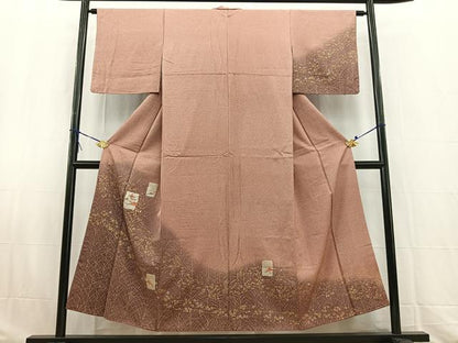 平和屋着物■訪問着　駒刺繍　吉祥花文　鴇浅葱色　暈し染め　金銀彩　正絹　逸品　BAAW2753yc