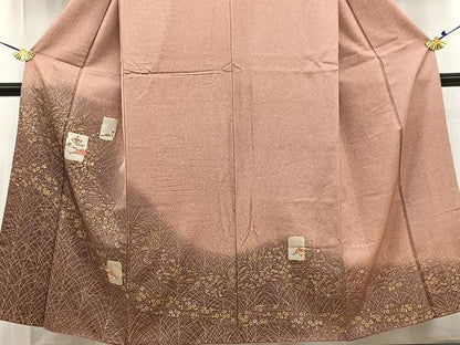 平和屋着物■訪問着　駒刺繍　吉祥花文　鴇浅葱色　暈し染め　金銀彩　正絹　逸品　BAAW2753yc