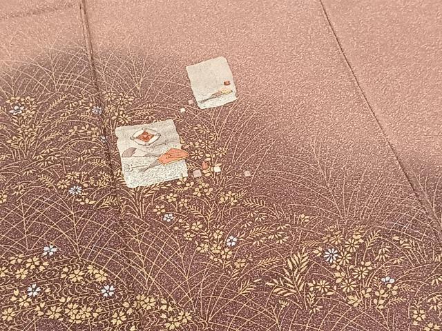 平和屋着物■訪問着　駒刺繍　吉祥花文　鴇浅葱色　暈し染め　金銀彩　正絹　逸品　BAAW2753yc