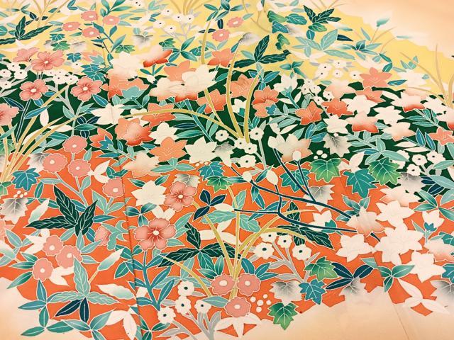 平和屋着物■訪問着　草花文　暈し染め　正絹　逸品　BAAW2756yc
