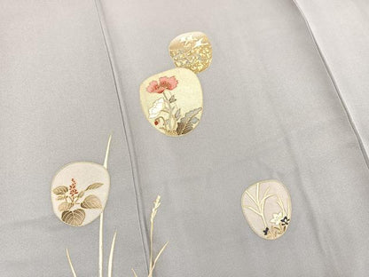 平和屋着物■訪問着　飛鶴流水花文　金彩　正絹　逸品　BAAW2771yc