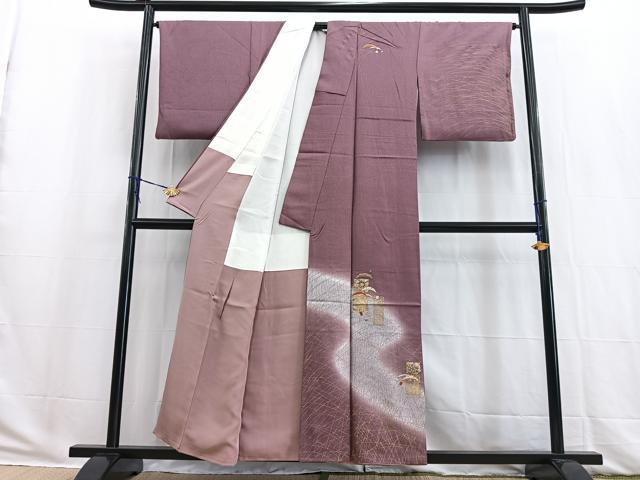 平和屋着物■訪問着　駒刺繍　短冊雪芝文　暈し染め　金彩　正絹　逸品　BAAW2779yc　