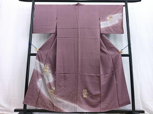 平和屋着物■訪問着　駒刺繍　短冊雪芝文　暈し染め　金彩　正絹　逸品　BAAW2779yc　